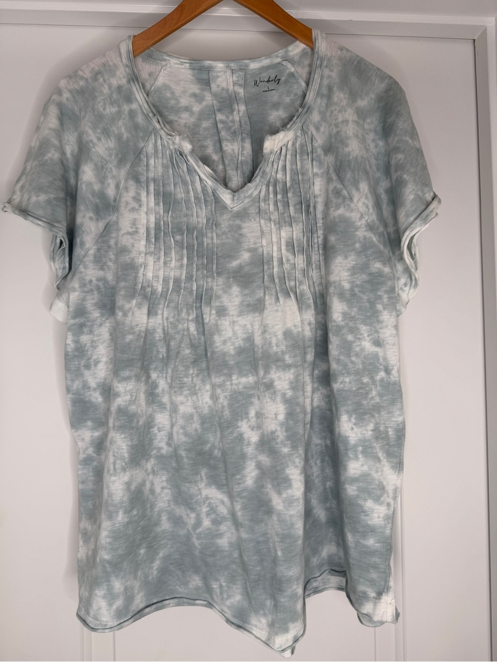 Wonderly Women’s Tie-Dye Pintuck Short Sleeve Top, Sz.L - Picture 3 of 13